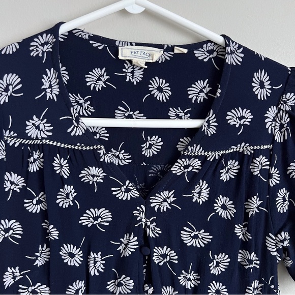 Fat Face Midi Dress Francis Daisy Floral Navy Blue Button Front Ditzy Modest 2 - Picture 6 of 13